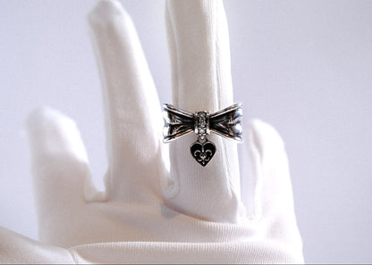 Refined oxidized silver ring, hand-finished in Japan